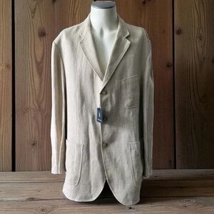 Polo Ralph Lauren 100% Linen Soft Tailored Unlined Sport Coat Tan XL